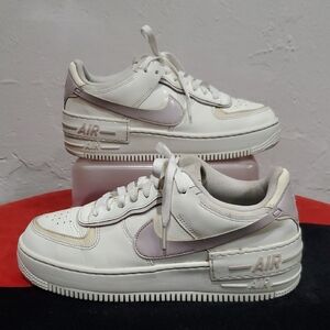 Nike Air Force 1 Shadow Sneakers In Sail Conconut Milk Platinum Violet Colorway